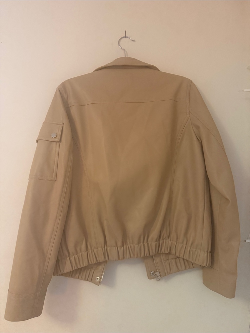 French Connection Tan Bomber Jacket with Zip Pockets - Small - Picture 4 of 5